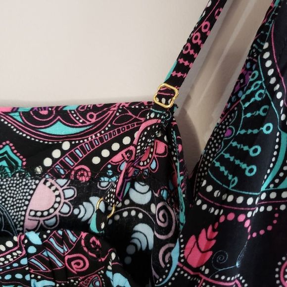 Liquido Medium NWT Sleeveless Turquoise Pink Paisley Print Skort Romper Pockets - Picture 9 of 14